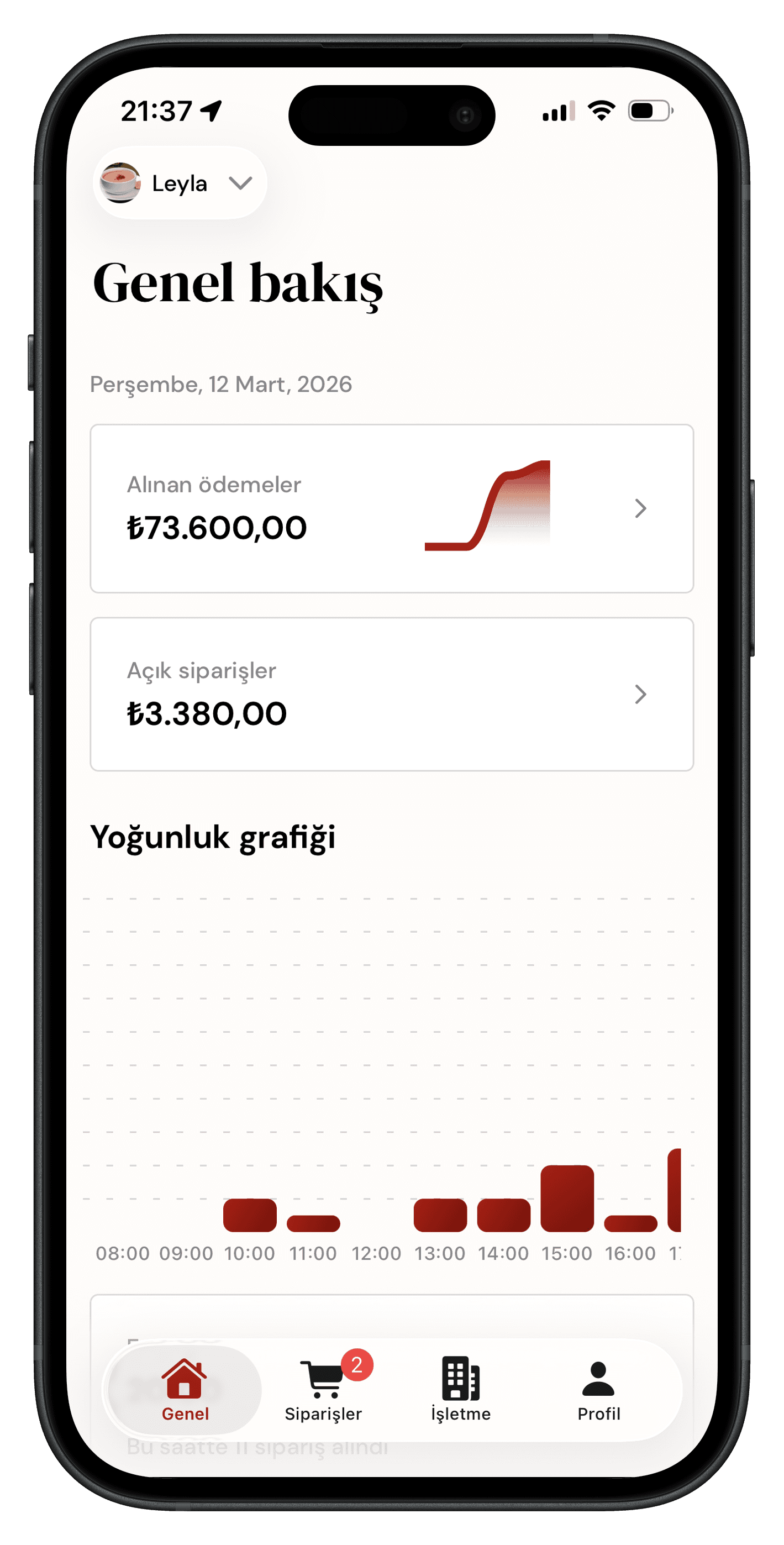 kafeasist mobil uygulaması sipariş ekranı